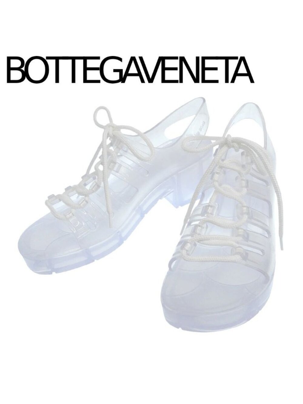 Bottega Veneta Clear Lace-up Sandals Pudding Jelly Heels
